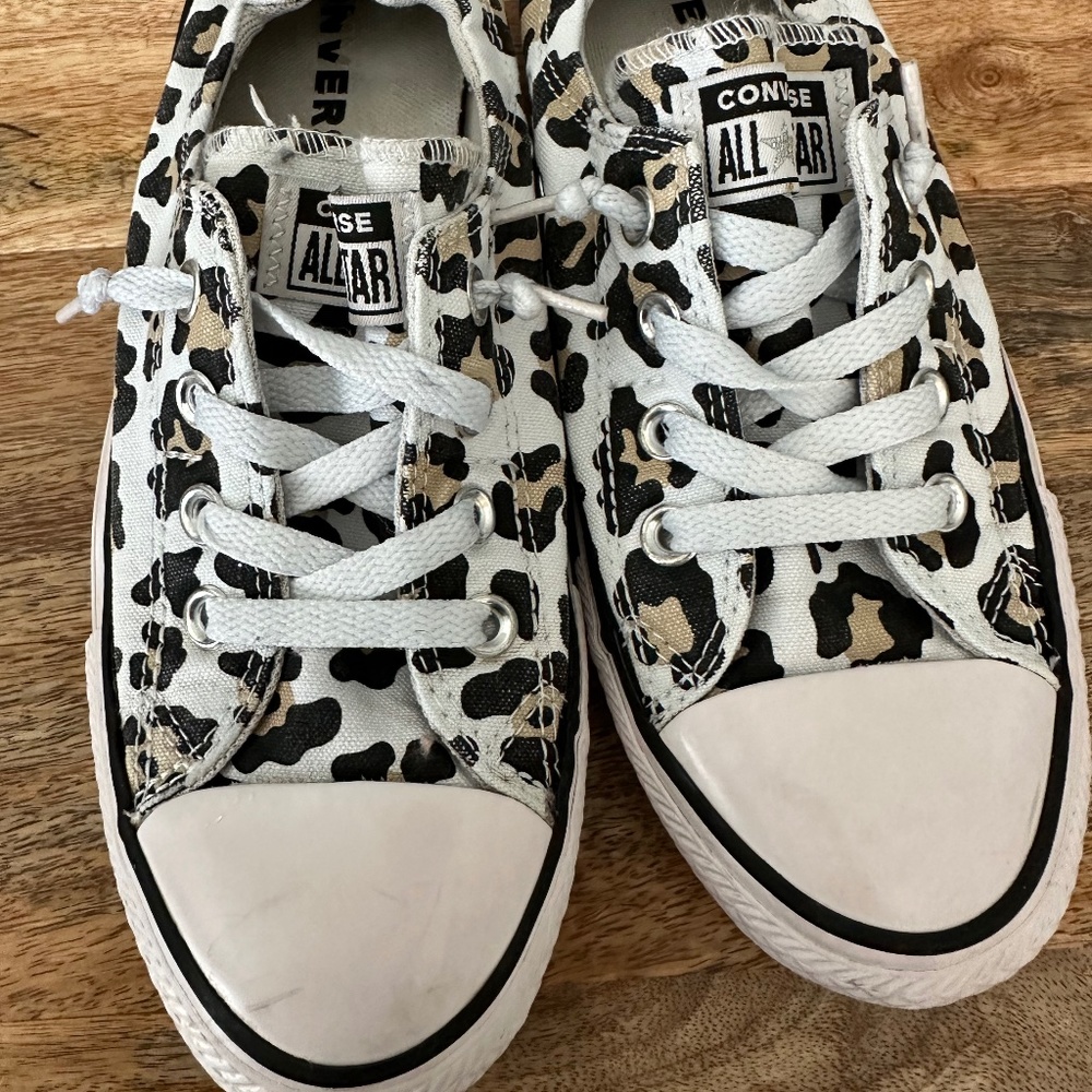 Leopard print converse shoreline slip on sneaker